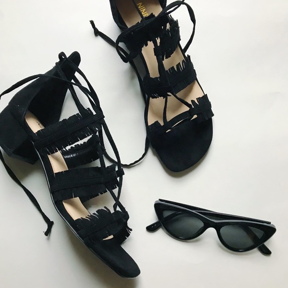 Nine West Shoes - Black Fringe Lace Up Sandals🎀